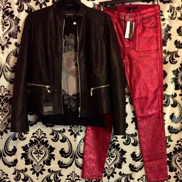 J BRAND ALANA RED CHEETAH LEATHER - NWT - HOT!! - Picture 4 of 10